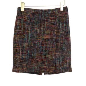 Ann Taylor LOFT Black Multicolor Rainbow Tweed Mini Skirt Size 4 Petite